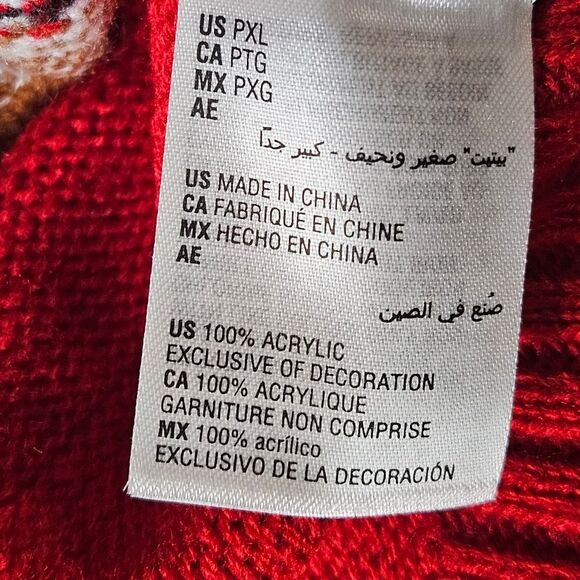 Karen Scott Santa Snowman Reindeer & Sequins Red Knit Ugly Christmas Sweater - Picture 9 of 12